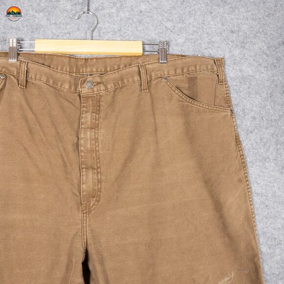 Dickies Work Pants Brown Cotton Flat Front Straight Leg Big & Tall Men's 50x30 - Picture 9 of 13